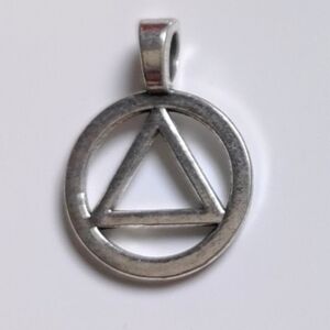 10 for $10 AA Antique Silver Recovery Symbol Charms with Hangers